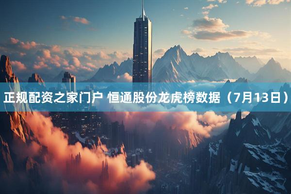 正规配资之家门户 恒通股份龙虎榜数据（7月13日）